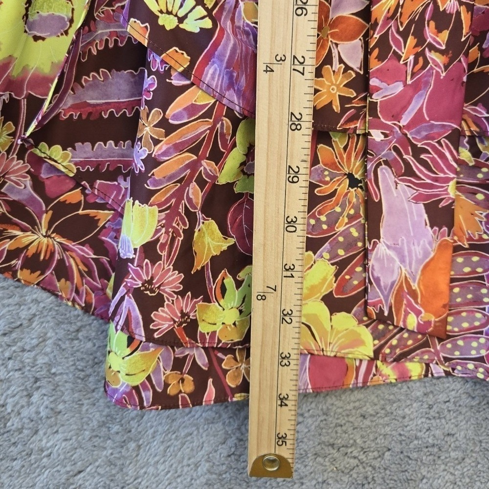 Marie Oliver Tiered Mini Dress Tropical Floral V Neck Long Sleeve Tie Waist XS - Picture 5 of 9